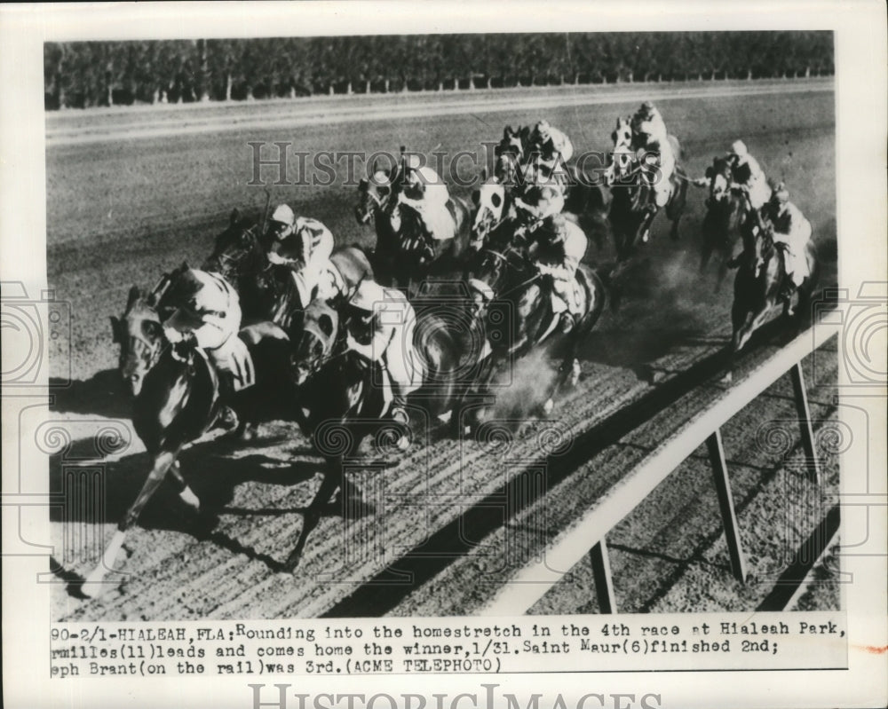 1950 Press Photo Armilles wins the fourth race of the day at Hialeah Park- Historic Images