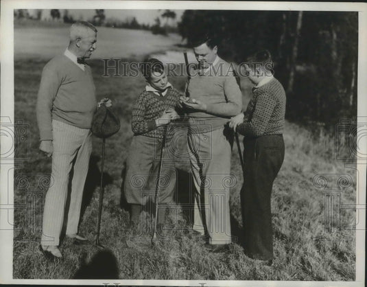 1934 Press Photo John Middleton grandsons Don & William & son CW golf- Historic Images