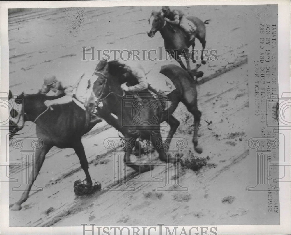 1951 Press Photo Jamaica races NY Old Ironsides, Trespass, Count Flame- Historic Images