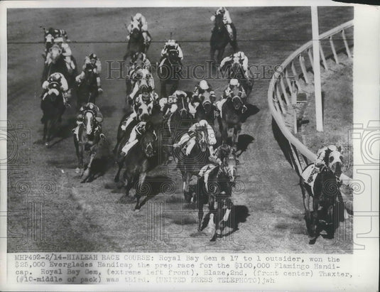 1953 Press Photo Haileah Florida Royal Bay Gem wins vs Blaze, Thaxter- Historic Images