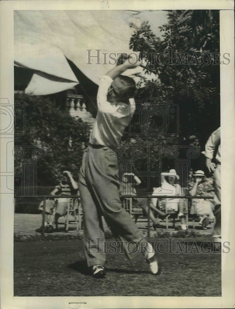 1938 Press Photo PB Lucas Jr, Fred Hannan at Miami Biltmore 4 ball golf in Fla- Historic Images