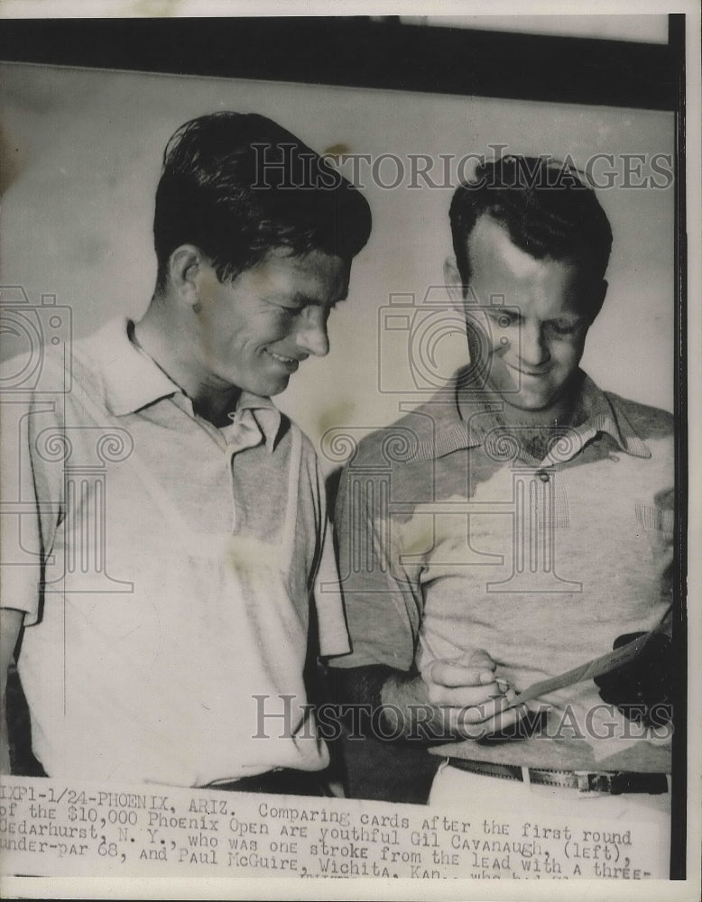 1953 Press Photo Phoenix Arizona Open golf Gil Cavanaugh &amp; Paul McGuire- Historic Images