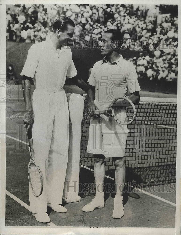 1933 Press Photo FG Perry &amp; Henri Cochet at Davis Cup tennis finals - nes53659- Historic Images