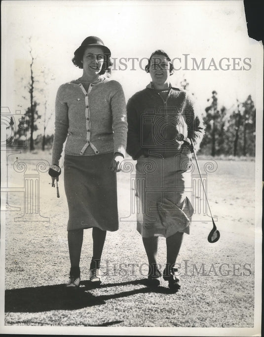 1938 Press Photo Estelle L Page,Helen Waring at Pinehurst NC Valentine tourny- Historic Images