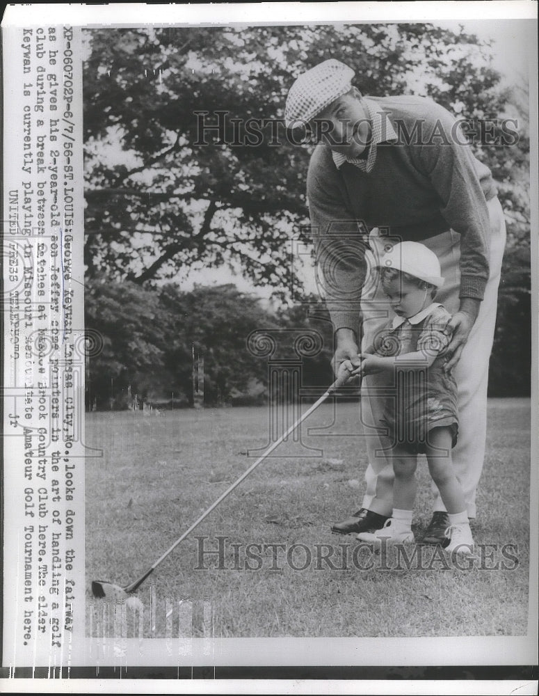 1956 Press Photo George Keywin &amp; son Jeffry at Missouri State Amateur golf- Historic Images