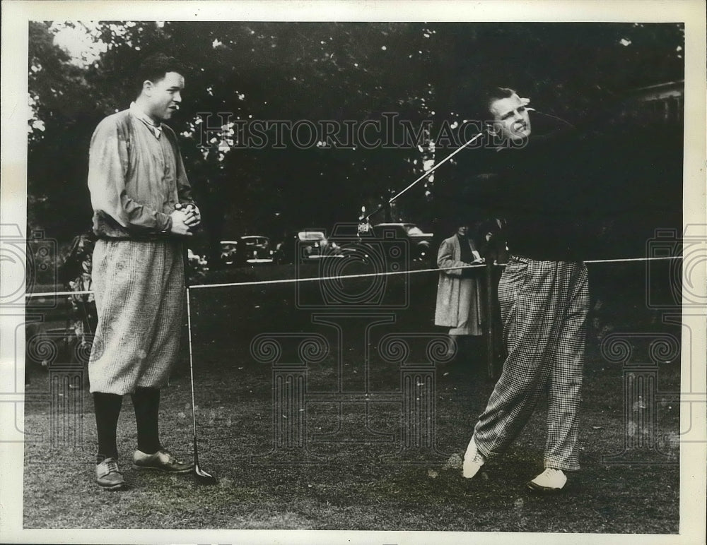 1938 Press Photo Johnny Goodman, Harry Givan at National Amateur golf in PA- Historic Images