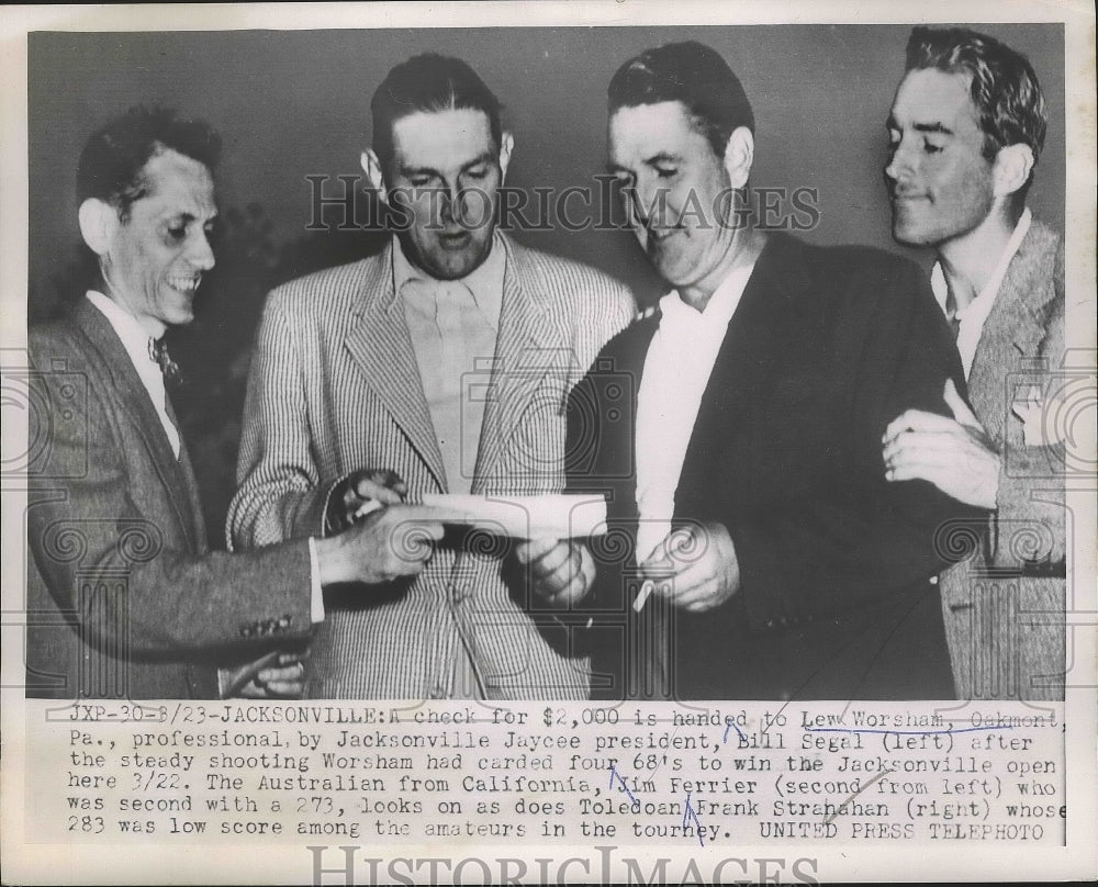 1953 Press Photo Lew Worsham, Bill Segal, , Jim Ferrier, Frank Stranahan- Historic Images