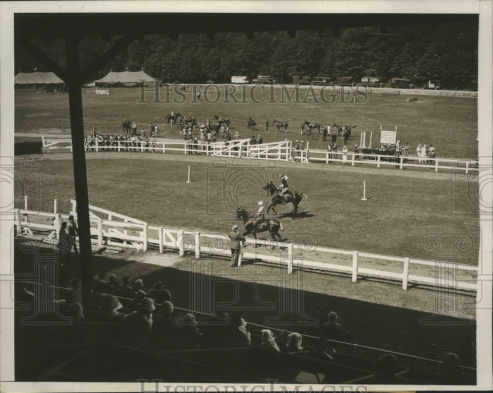 1933 Press Photo Tuxedo Horse Show in NY polo mounts being judged - nes54043- Historic Images