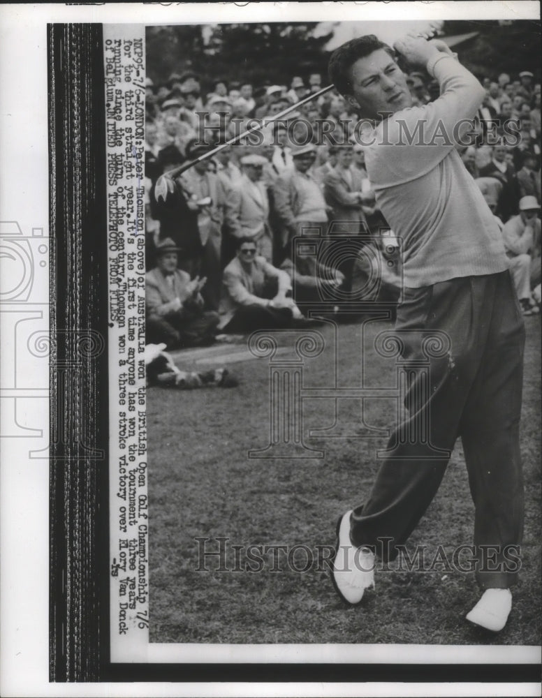 1956 Press Photo Peter Thomson at British Open golf wins for third time- Historic Images
