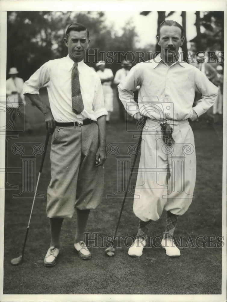 1932 Press Photo George Voight, Leonarrd Crawley at Walker Cup golf Brookline MA- Historic Images