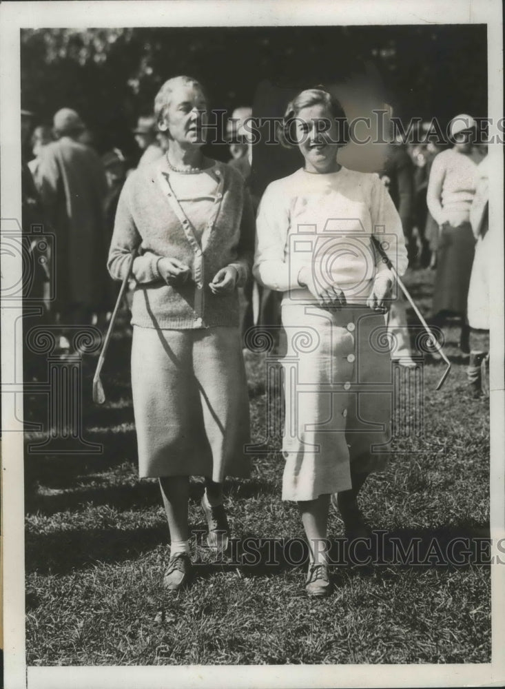 1934 Press Photo Mrs Dorothy Campbell, Pam Barton Women&#39;s National golf in PA- Historic Images