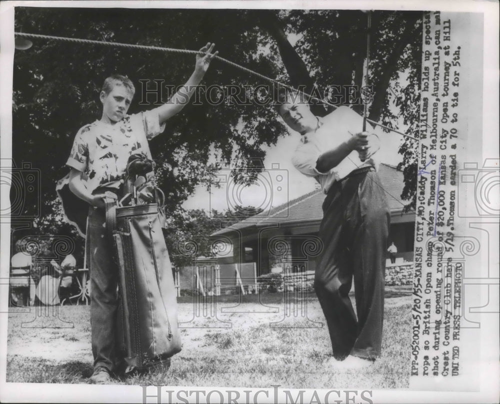 1955 Press Photo Larry Williams, Peter Thomson at Kansas City Open in Missouri- Historic Images