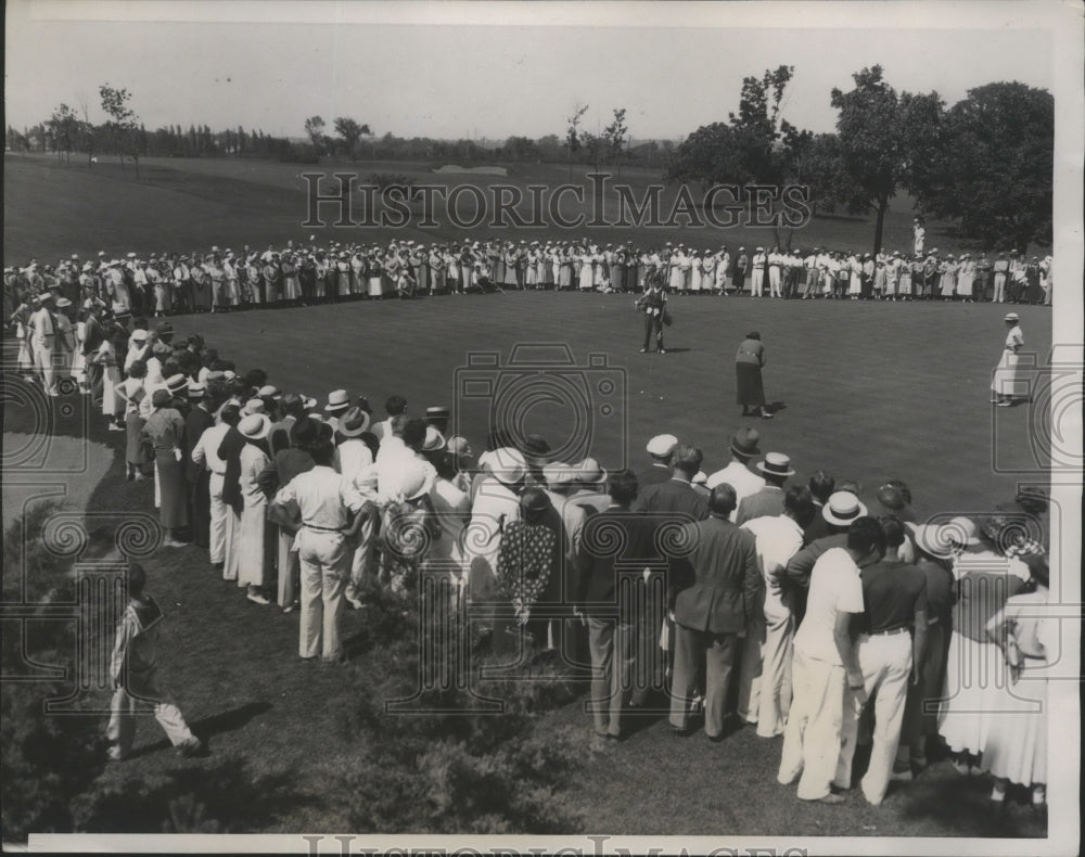 1935 Press Photo Opal S Hill, SL Reinhardt 6th Open Golf Championship in Chicago- Historic Images