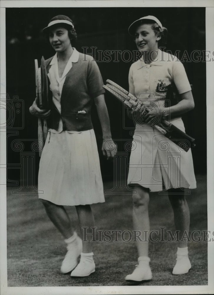 1938 Press Photo Mrs Helen Wills Moody & Mrs HC Hopman at Wimbledon ...