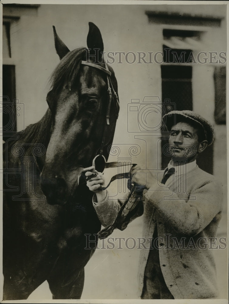 1928 Press Photo Lord Derby&#39;s Horse &quot;Kanton&quot; Trained by Richard Carver in France- Historic Images