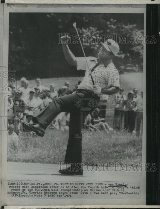 1971 Press Photo Lee Trevino Birdied Fourth hold in 3rd Round of U.S. Open- Historic Images