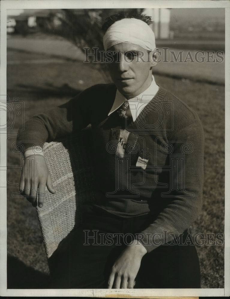 1932 Press Photo Cicente Mayagoitis Mexican gymnast at Olympic village LA- Historic Images