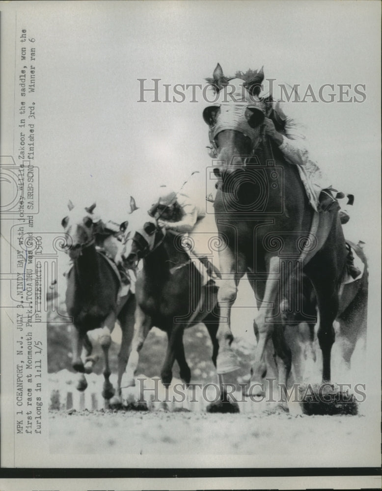 1962 Press Photo Oceanport NJ Willie Zakoor on Nindy Baby wins vs Togadru- Historic Images