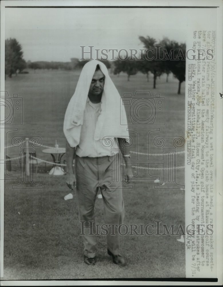 1961 Press Photo Rain Halts Women's Golf Torney Judy Kimball Leads by 2 Strokes- Historic Images