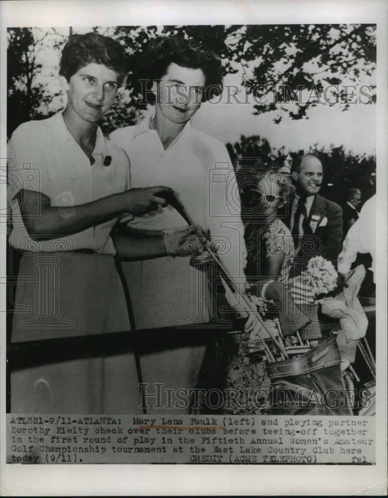 1950 Press Photo Mary Lena Faulk &amp; Dorothy Kielty at 50th women&#39;s Amateur Golf- Historic Images