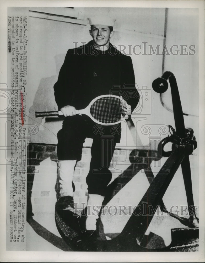 1952 Press Photo Tony Trabert Drops From No.1 Position to 3rd Shown in Uniform- Historic Images