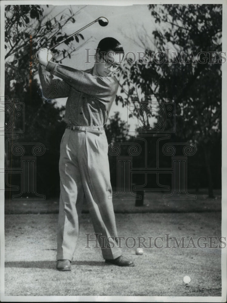 1960 Press Photo Prince Yoshi Practices Golf on Imperial Palace Grounds in Tokyo- Historic Images