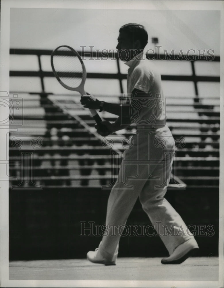 1937 Press Photo Jiro Yamagishi of Japan at Davis Cup tennis in San Francisco- Historic Images