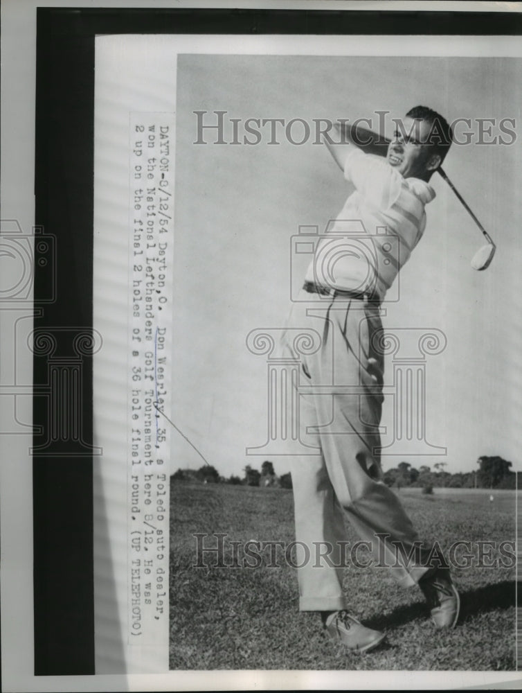 1954 Press Photo Don Wearley at National Lefthanders golf tournament Dayton Ohio- Historic Images