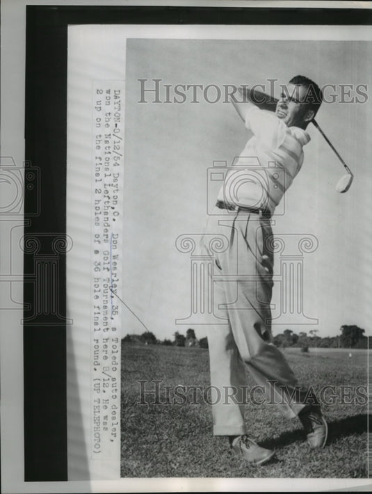 1954 Press Photo Don Wearley at National Lefthanders golf tournament Dayton Ohio- Historic Images
