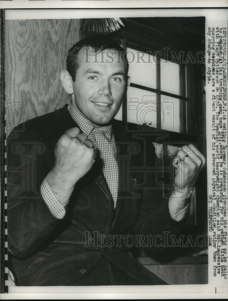 1960 Press Photo Ingemar Johansson at training for Floyd Patterson bout- Historic Images