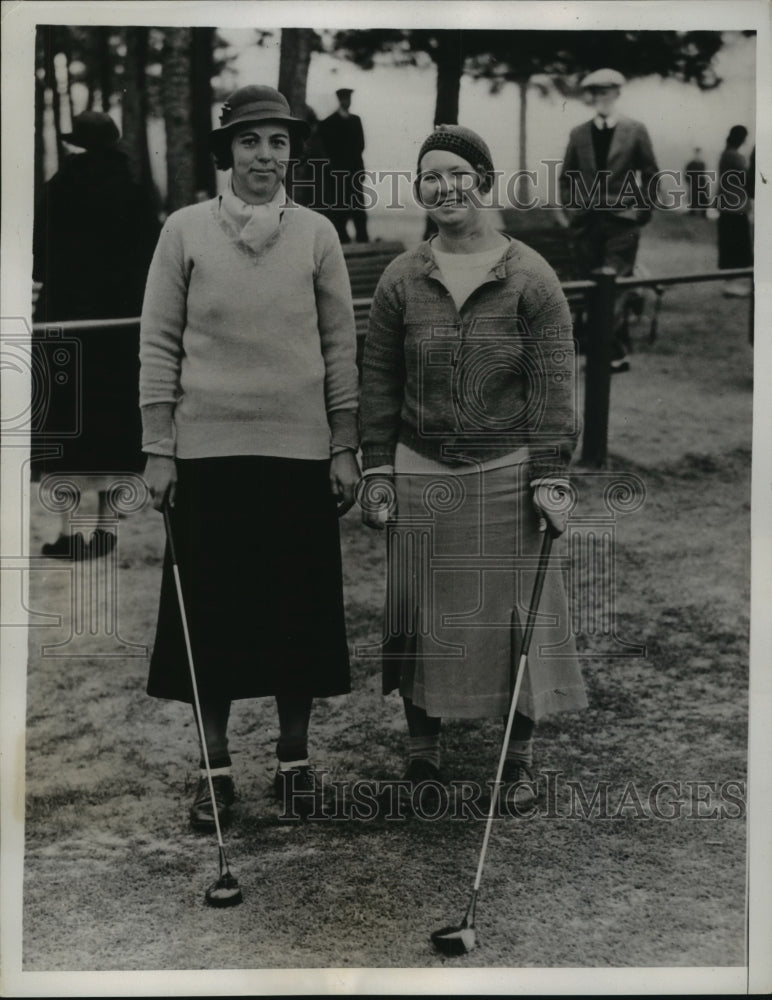 1935 Press Photo Deborah Verry &amp; Estelle Lawson at Women&#39;s N &amp; S golf- Historic Images