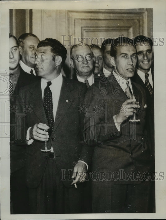 1933 Press Photo Henri Couchet French tennis star at sports writers - nes54577- Historic Images