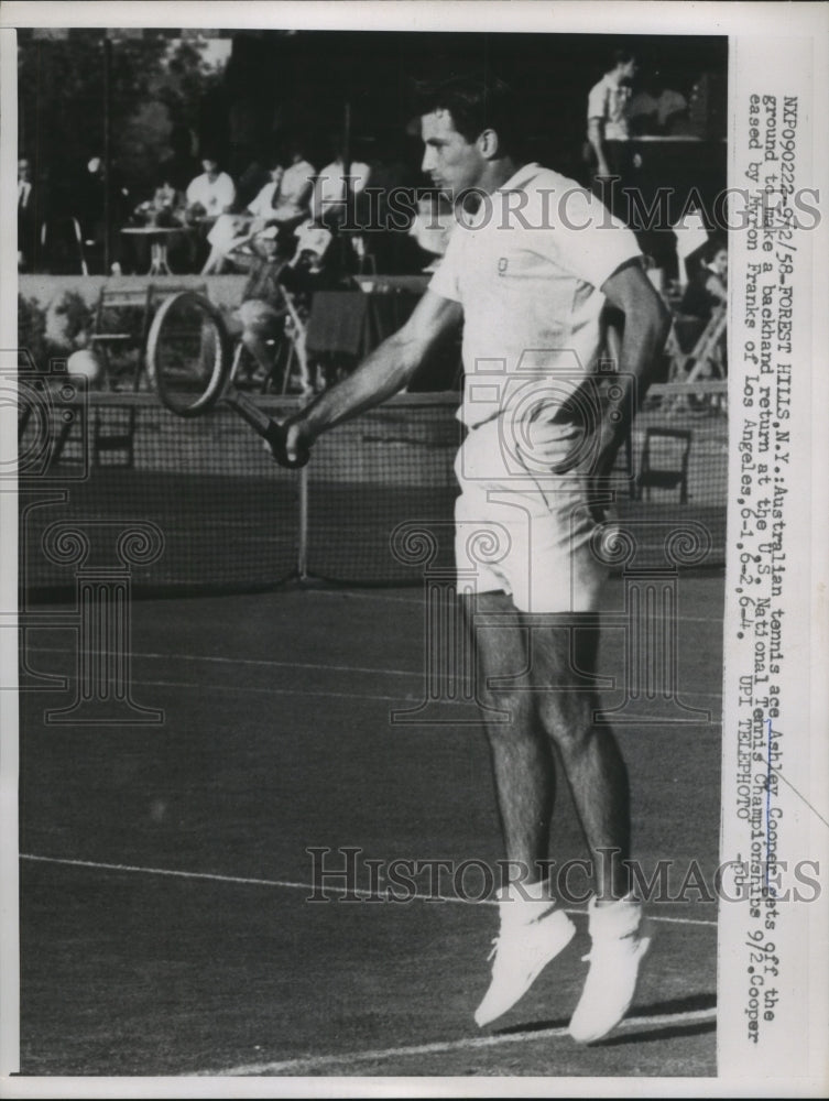 1958 Press Photo Ashley Cooper at National Tennis Championships NY - nes54578- Historic Images