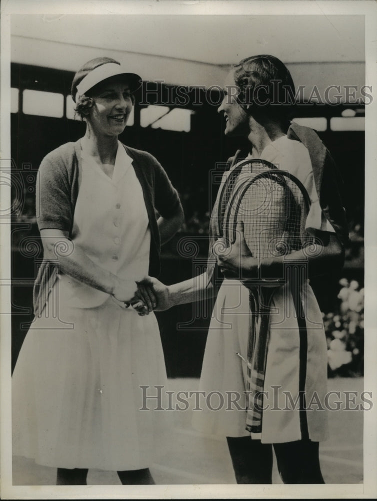 1925 Press Photo Helen Wills Moody, Helen Jacobs a t Wimbledon singles- Historic Images