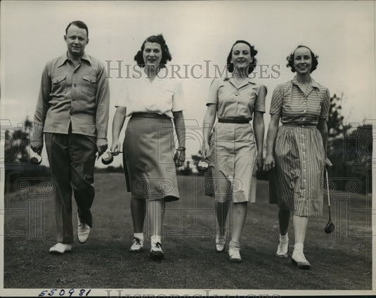 1940 Press Photo Golfers Tom Rudel, Mrs William Kirkland, Mrs Frank McClure- Historic Images