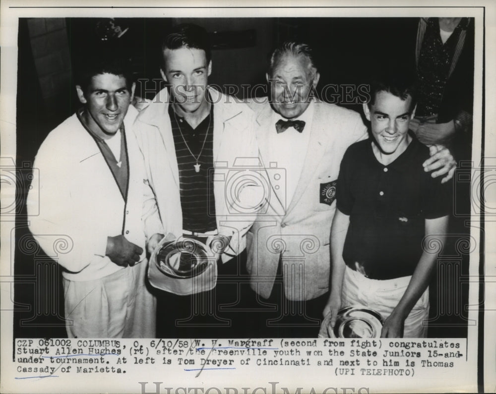 1958 Press Photo WH Margraff, Stuart Allen Hughes, Tom Dreyer &amp;Thomas Cassady- Historic Images