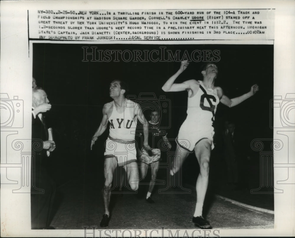 1950 Press Photo IC4A track meet in NY Charley Moore, Hugo Maiocco 600 yards- Historic Images