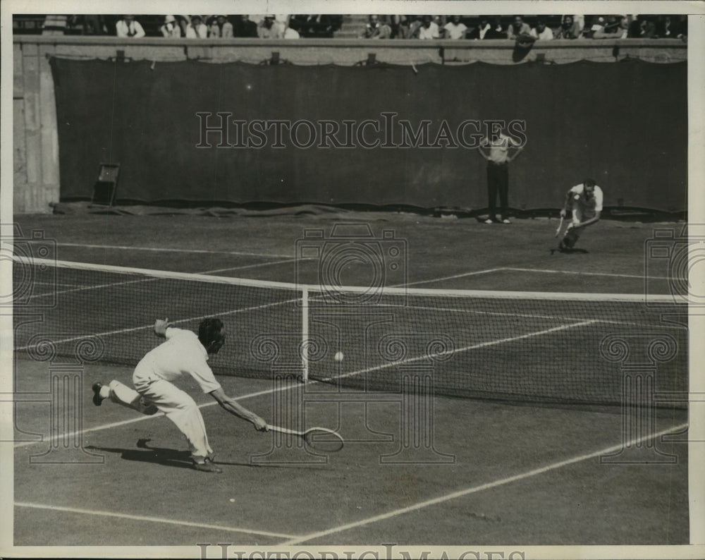 1932 Press Photo National Singles tennis Henri Couchet vs Wilmer Allison- Historic Images