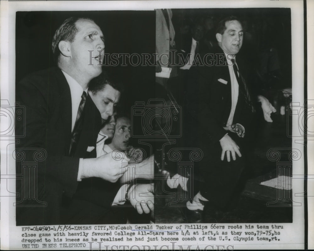 1956 Press Photo Phillips 66ers Gerald Tucker now of US Olympic Team- Historic Images