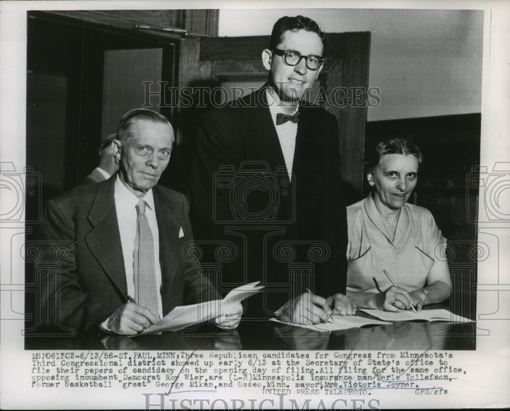 1956 Press Photo MN GOP candidates for Congress M Tollefson, G Mikan - nes54869- Historic Images