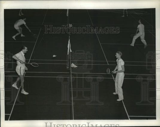 1938 Press Photo View of Action During Men's Singles in Badminton Championship- Historic Images