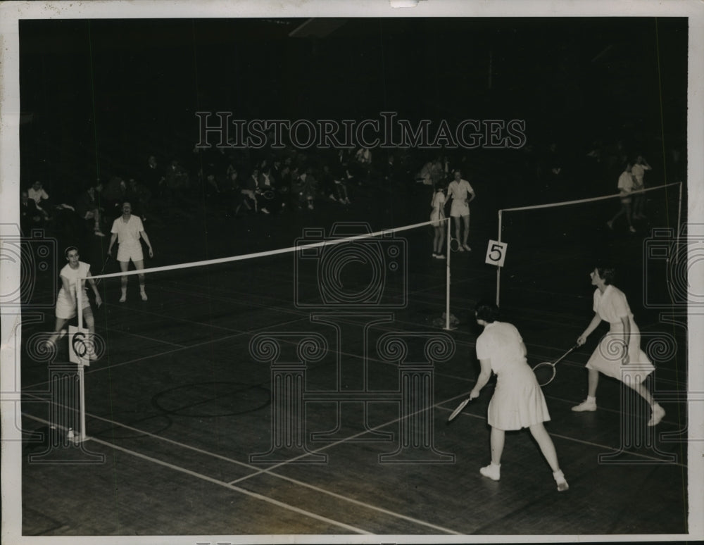 1937 Press Photo View of IL Naval Reserve Armory at Women's Doubles Event- Historic Images