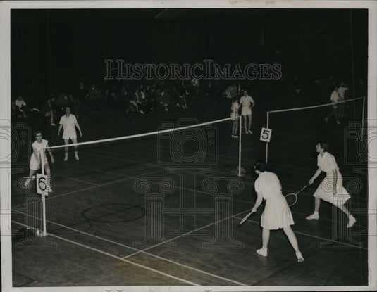 1937 Press Photo View of IL Naval Reserve Armory in Women's Doubles Events- Historic Images
