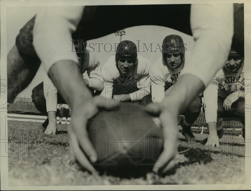 1936 Press Photo Football Players of The Catholic University Seen Through Center- Historic Images