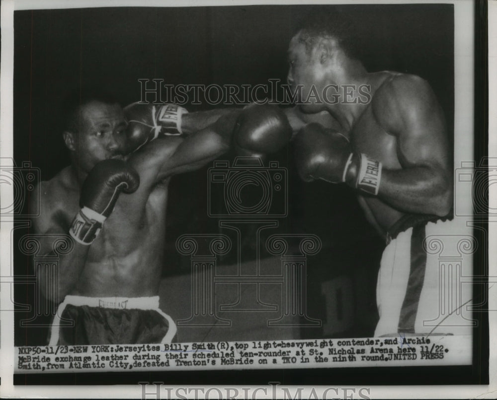 1954 Press Photo Billy Smith Defeats Archie McBride on a TKO in 9th Round