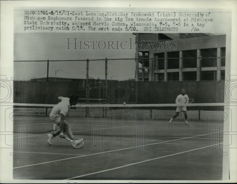 1961 Press Photo Ray Senkowski plays against Marvin Cohen in Big 10 Tournament- Historic Images