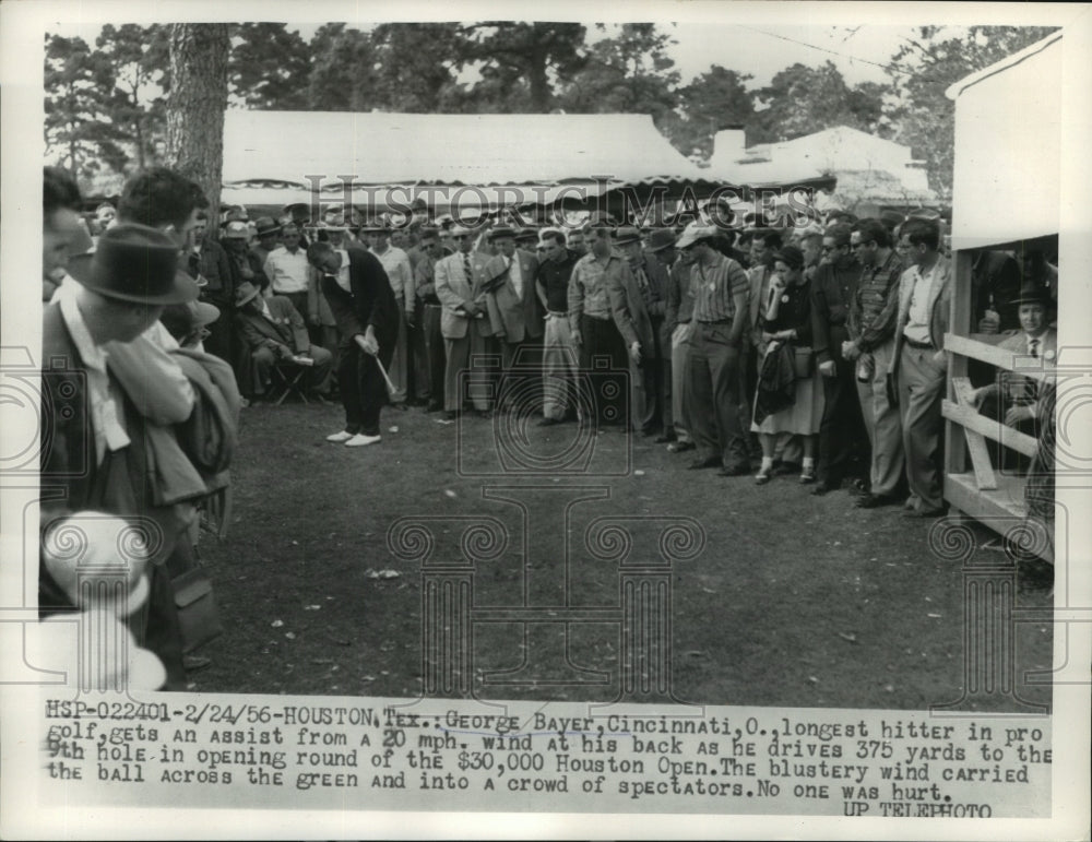 1956 Press Photo George Bayer Gets Assist from 20 MPH Winds at His Back at Open- Historic Images