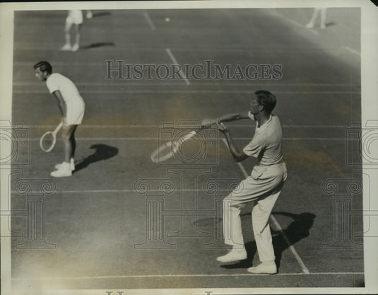 1935 Press Photo Frank Shields & Frank Parker in 54th Annual Natl Tennis Champs- Historic Images