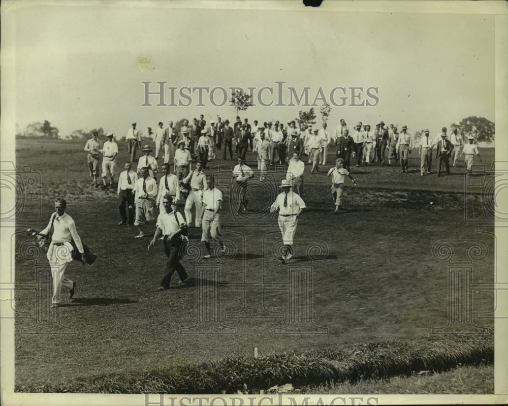 1931 Press Photo Al Espinosa Billie Burke & Arthur Gusa play in golf tournament- Historic Images