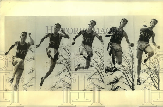 Press Photo NYU Broad Jump Star Arnold Reiners shown in action - nes55476- Historic Images